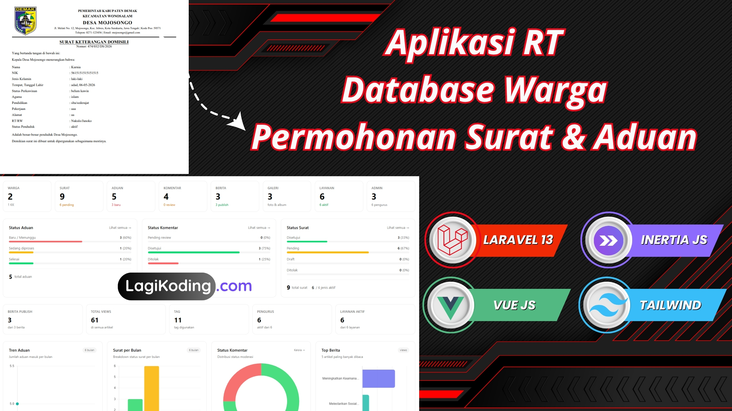 SIRT — Sistem Informasi RT Digital Modern Laravel 13 Vue 3 Inertia.js